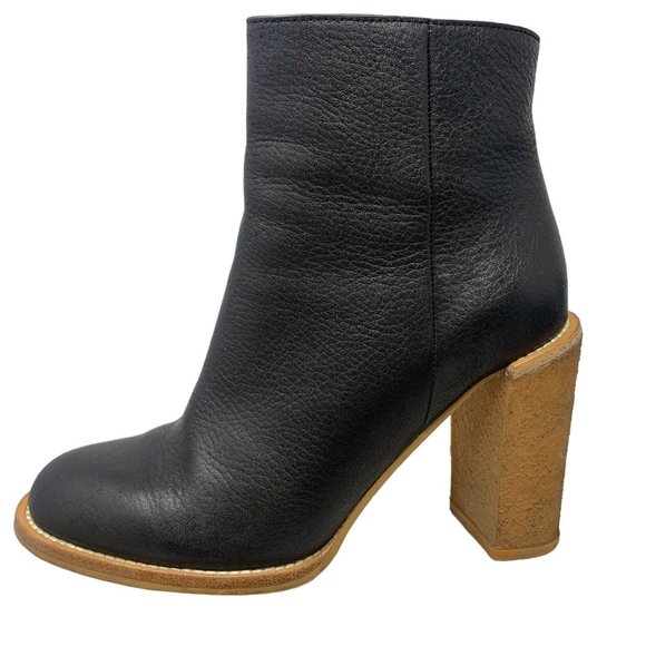 See By Chloé‎ Keira Leather Crepe Block Heel Zip Booties - Picture 4 of 13